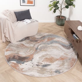 Rond abstract vloerkleed - Xavier Wave Blauw/Rood