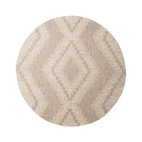 Rond jute buitenkleed - Atlas Diamond Bruin/Creme  - product