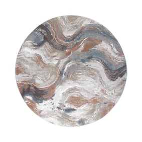 Rond abstract vloerkleed - Xavier Wave Blauw/Rood - sfeer