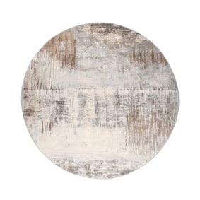Rond abstract vloerkleed - Xavier Scratch Taupe/Grijs - sfeer