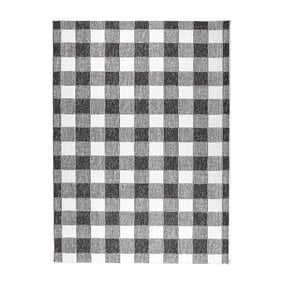 Duurzaam laagpolig vloerkleed - Lykke Checkerboard Zwart/Wit - product