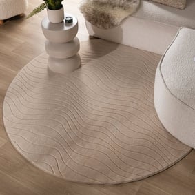 Rond Scandinavisch vloerkleed - Charm Waves Beige