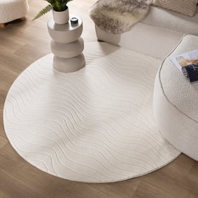 Rond Scandinavisch vloerkleed - Charm Waves Wit