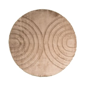Rond hoogpolig vloerkleed - Carvy Arches Taupe - sfeer