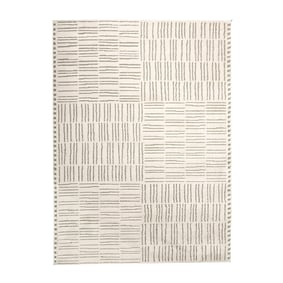 Scandinavisch vloerkleed - Yune Lines Creme/Groen - sfeer