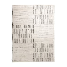 Scandinavisch vloerkleed - Yune Lines Creme/Zwart - sfeer