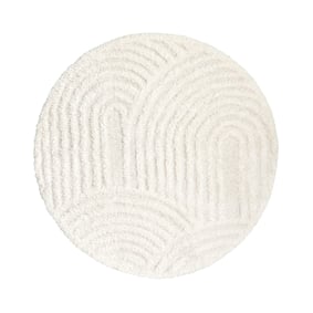 Rond Scandinavisch vloerkleed - Lova Arches Creme - sfeer