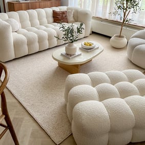 Wasbaar wollen vloerkleed - Bruno Creme/Wit