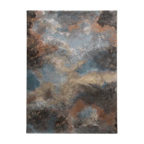 Industrieel vloerkleed - Raphael Blauw/Terra - sfeer