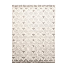 Duurzaam vloerkleed - Lorre Blocks Wit/Grijs  - product