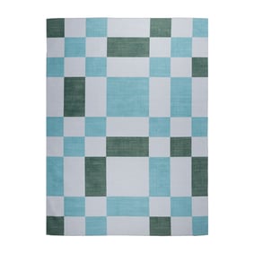 Retro binnen- & buitenvloerkleed - Pop Cubes Groen - sfeer