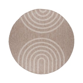 Rond In- & Outdoor vloerkleed - Sierra Arches Beige/Creme - sfeer