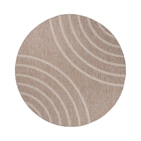 Rond In- & Outdoor vloerkleed - Sierra Curves Beige/Creme - sfeer
