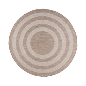 Rond In- & Outdoor vloerkleed - Sierra Frame Beige/Creme - sfeer