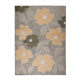 Binnen- & buitenvloerkleed - Bloom Flowers Taupe - product