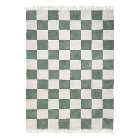 Checkerboard vloerkleed - Blox Fringe Groen - sfeer