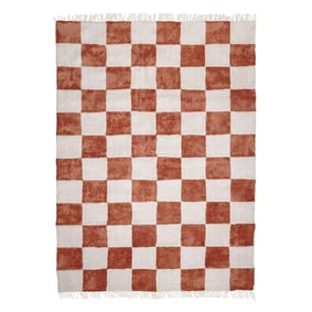 Checkerboard vloerkleed - Blox Fringe Terra - sfeer