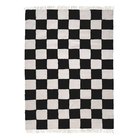 Checkerboard vloerkleed - Blox Fringe Zwart - sfeer