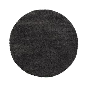 Rond hoogpolig vloerkleed - Yves Antraciet - sfeer