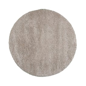 Rond hoogpolig vloerkleed - Yves Taupe - sfeer
