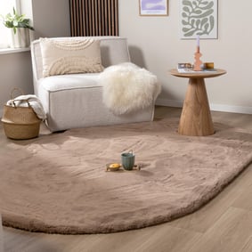 Ovaal hoogpolig vloerkleed - Comfy Supreme Taupe