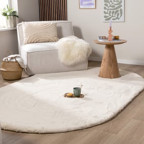 Ovaal hoogpolig vloerkleed - Comfy Supreme Creme