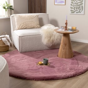Rond Hoogpolig vloerkleed - Comfy Supreme Donkerroze