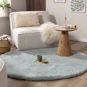 Rond Hoogpolig vloerkleed - Comfy Supreme Blauw/Groen