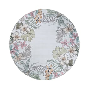 Rond buitenkleed bloemen - Poppy Creme - sfeer
