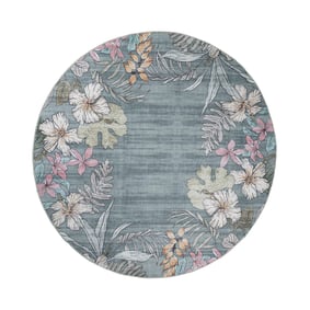 Rond buitenkleed bloemen - Poppy Olijfgroen - sfeer