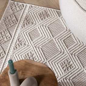 Plat geweven vloerkleed - Lorre Blocks Creme - product