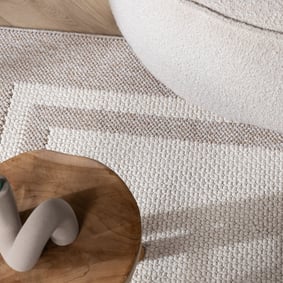 Plat geweven vloerkleed - Lorre Border Creme - product