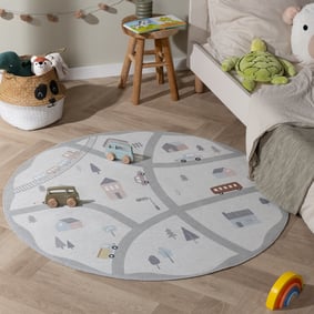 Rond speelkleed auto - Rocky Trail Grijs