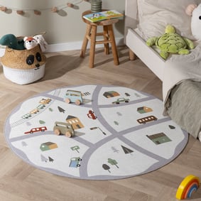 Rond speelkleed auto - Rocky Trail Wit