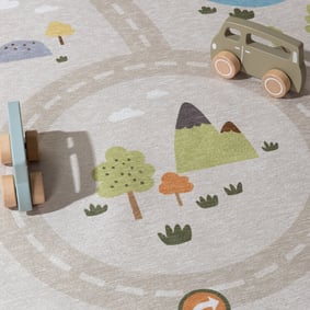 Rond speelkleed auto - Rocky Ride Grijs - product
