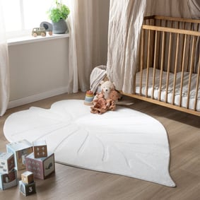 Wasbaar kindervloerkleed - Coco Blad Wit