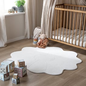 Kindervloerkleed Rond - Coco Bloem Wit