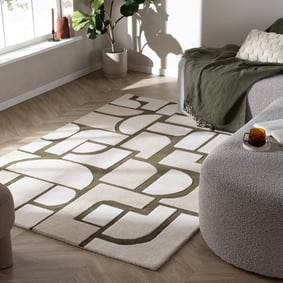 Abstract vloerkleed - Vienna Retro Wit/Groen