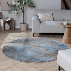 Rond vloerkleed industrieel - Raphael Blauw/Terra