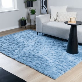 Fluffy vloerkleed 3D - Moon Blauw