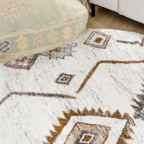 Rond hoogpolig vloerkleed - Blend Aztec Terra - product