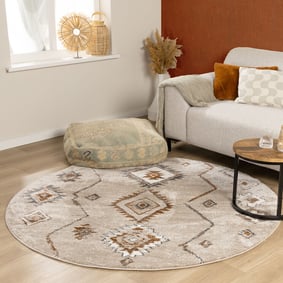Rond Berber vloerkleed - Blend Aztec Beige