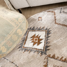 Rond Berber vloerkleed - Blend Aztec Beige - product