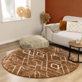 Rond Berber vloerkleed - Blend Diamond Roestbruin