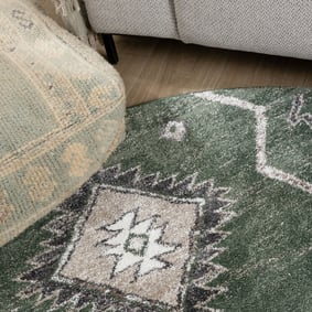 Rond Berber vloerkleed - Blend Aztec Groen - product