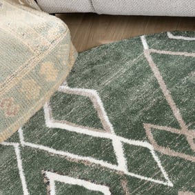 Rond Berber vloerkleed - Blend Diamond Groen - product