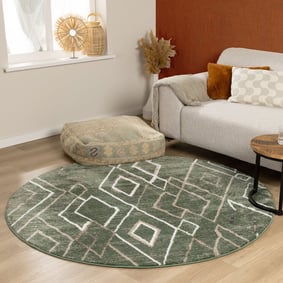 Rond Berber vloerkleed - Blend Diamond Groen