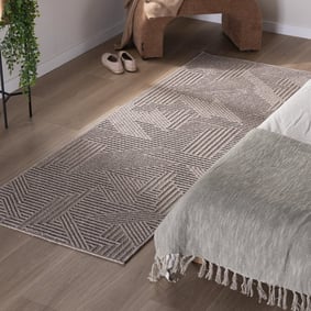 Loper vloerkleed - Hidde 3D Maze Taupe 