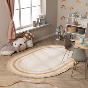 Ovaal wasbaar kindervloerkleed - Milo Beige