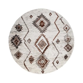 Rond hoogpolig vloerkleed - Blend Aztec Terra - sfeer